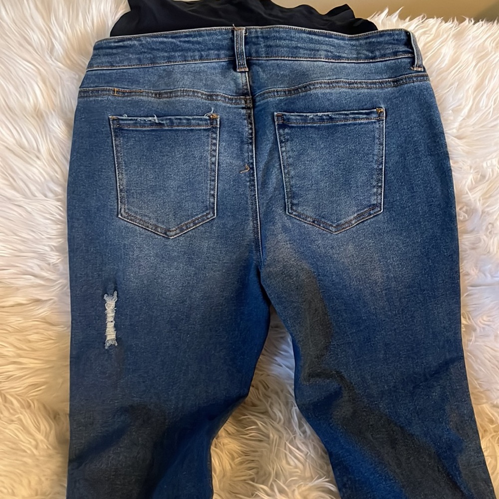NEW MATERNITY DISTRESSED BOYFRIEND JEANS TIME AND TRU LARGE 12 14 - Picture 8 of 8